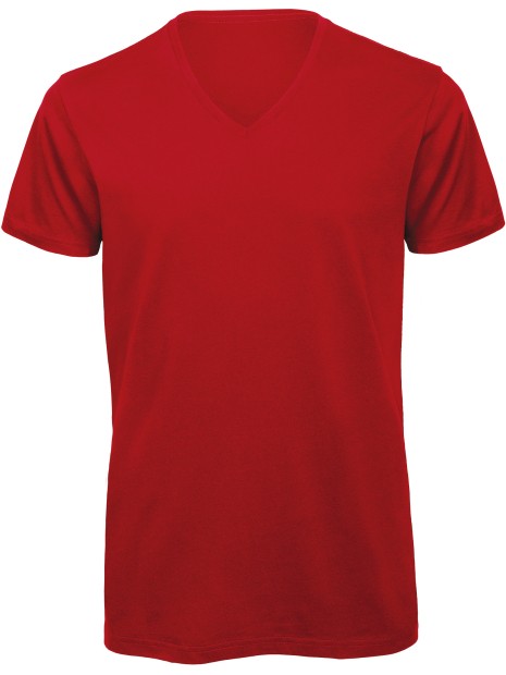 B&C T-shirt BIO Inspire col V Homme rouge personnalisable