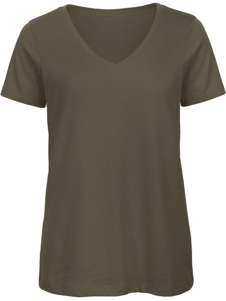 B&C T-shirt Organic Inspire col V Femme khaki personnalisable