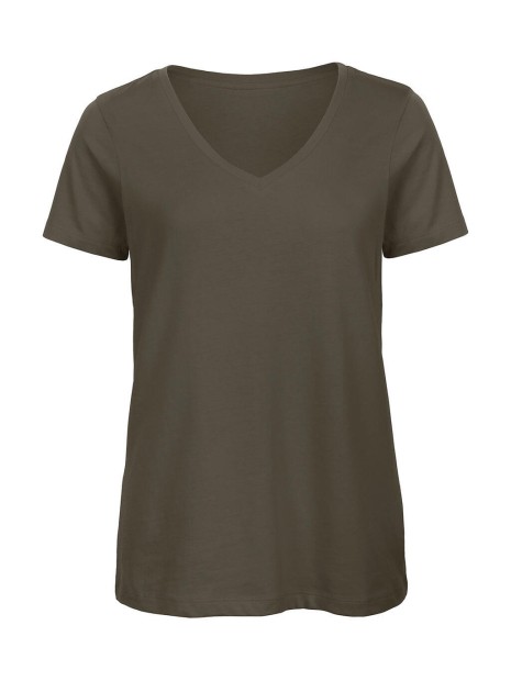B&C T-shirt Organic Inspire col V Femme vert khaki personnalisable