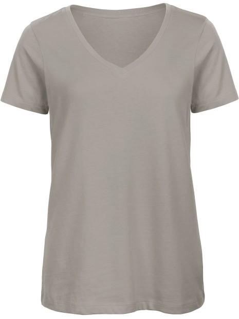 B&C T-shirt Organic Inspire col V Femme gris clair personnalisable