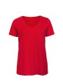 B&C T-shirt Organic Inspire col V Femme rouge personnalisable