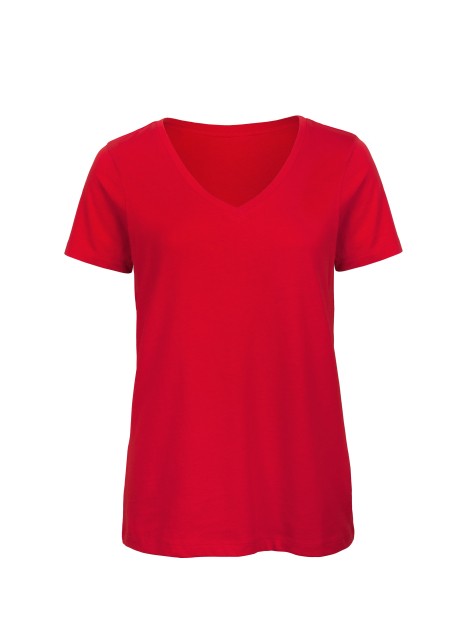 B&C T-shirt Organic Inspire col V Femme rouge personnalisable