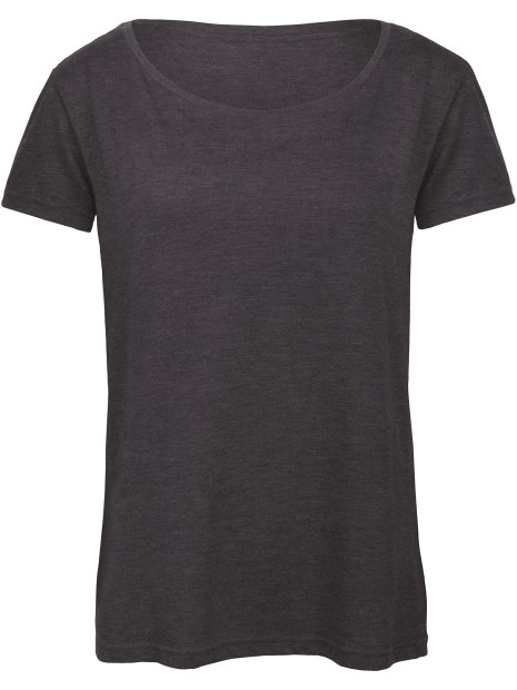 B&C T-shirt Triblend col rond Femme HEATHER DARK GREY personnalisable