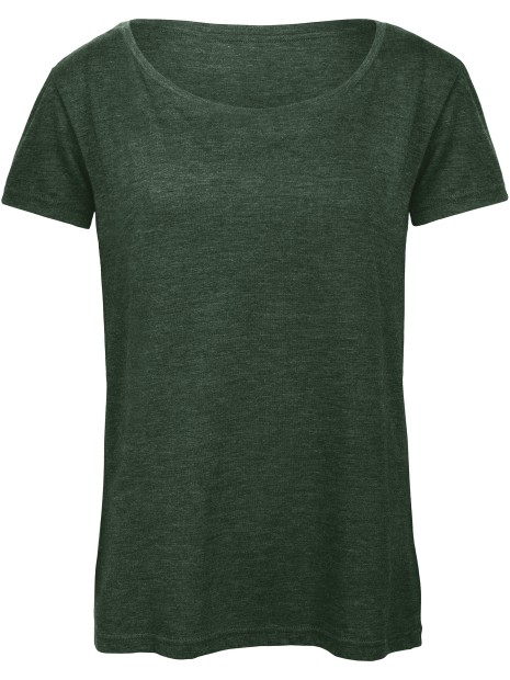 B&C T-shirt Triblend col rond Femme Heather Forest personnalisable