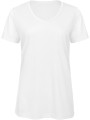 B&C T-shirt Triblend col V Femme blanc personnalisable