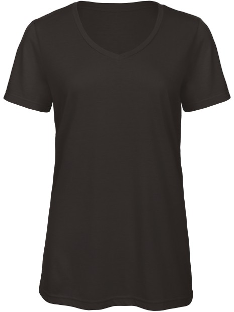 B&C T-shirt Triblend col V Femme noir personnalisable