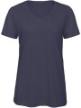 B&C T-shirt Triblend col V Femme heather bleu marine personnalisable