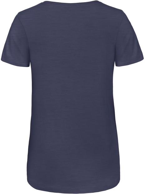 B&C T-shirt Triblend col V Femme heather bleu marine personnalisable
