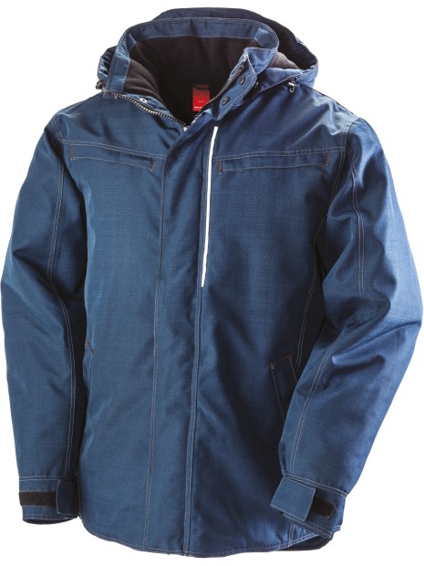 RESULT Parka robuste "effet denim" bleu marine personnalisable