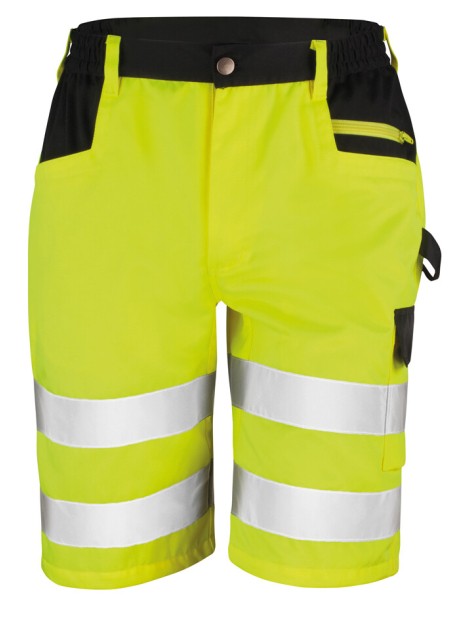 RESULT Short cargo de sécurité fluorescent yellow personnalisable
