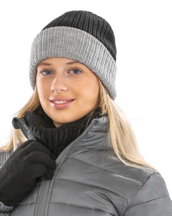 RESULT Braided Snood Mütze, Schal & Handschuh personalisierbar