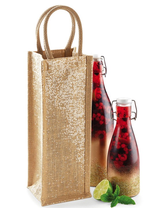 Tas & zak WESTFORDMILL SHIMMER JUTE BOTTLE BAG voor bedrukking &amp; borduring