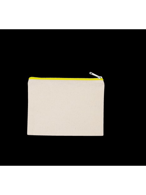 KIMOOD Pochette en coton canvas - modèle moyen Natural / Fluorescent Yellow personnalisable