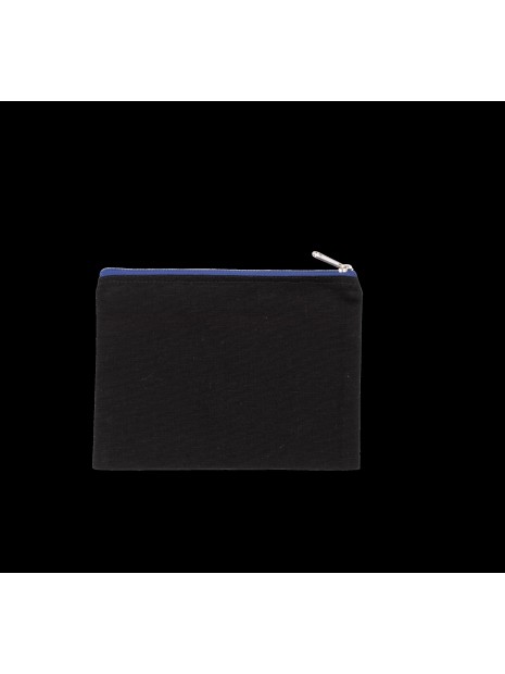 KIMOOD Pochette en coton canvas - modèle moyen noir/bleu royal personnalisable
