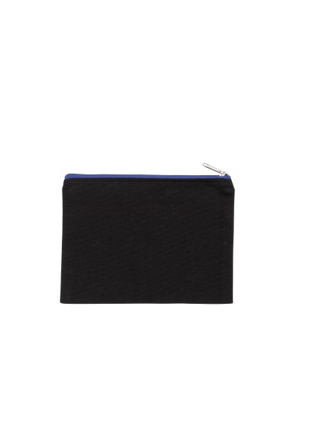 KIMOOD Pochette en coton canvas - modèle moyen noir/bleu royal personnalisable