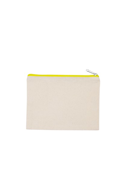 KIMOOD Pochette en coton canvas - modèle moyen Natural / Fluorescent Yellow personnalisable