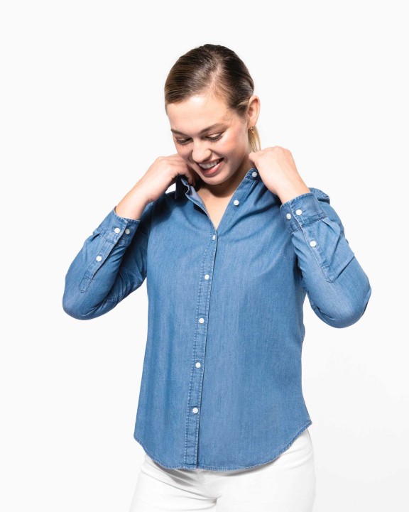 Hemd KARIBAN Damesblouse Denim voor bedrukking &amp; borduring