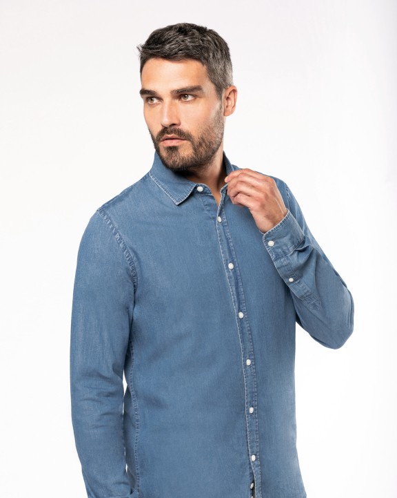 Hemd KARIBAN Herenoverhemd Denim voor bedrukking &amp; borduring