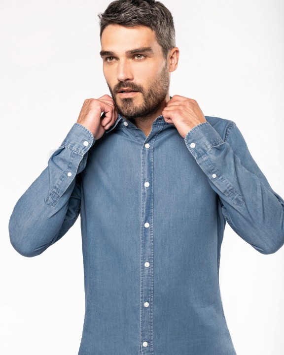 Hemd KARIBAN Herenoverhemd Denim voor bedrukking &amp; borduring