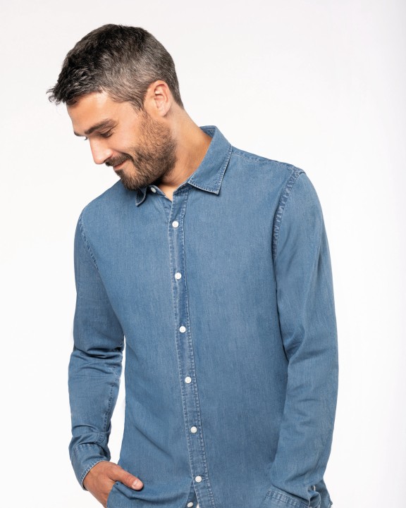 Hemd KARIBAN Herenoverhemd Denim voor bedrukking &amp; borduring