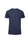B&C T-shirt Triblend col V Homme heather bleu marine personnalisable