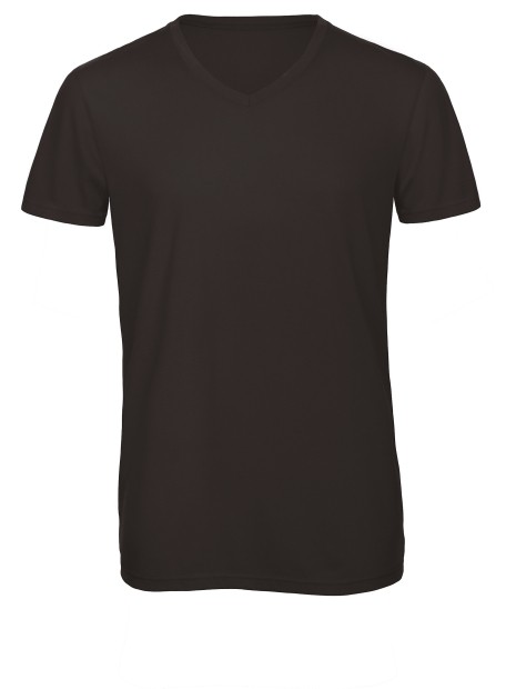 B&C T-shirt Triblend col V Homme noir personnalisable