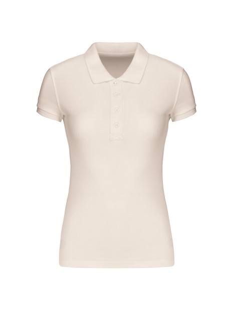 KARIBAN Polo piqué Bio manches courtes femme crème personnalisable