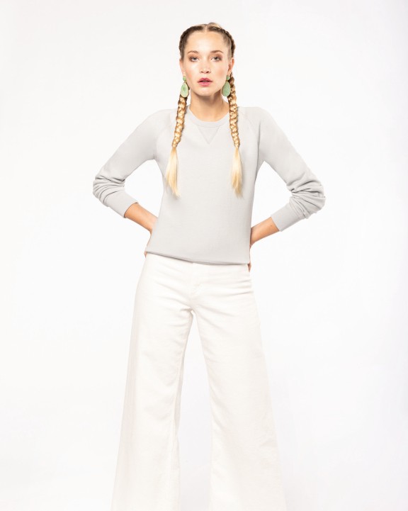 Sweater KARIBAN Damessweater BIO ronde hals raglanmouwen voor bedrukking &amp; borduring