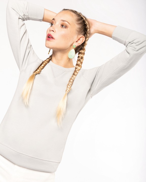 Sweater KARIBAN Damessweater BIO ronde hals raglanmouwen voor bedrukking &amp; borduring
