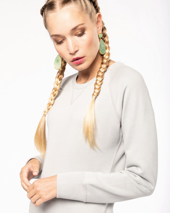 Sweater KARIBAN Damessweater BIO ronde hals raglanmouwen voor bedrukking &amp; borduring