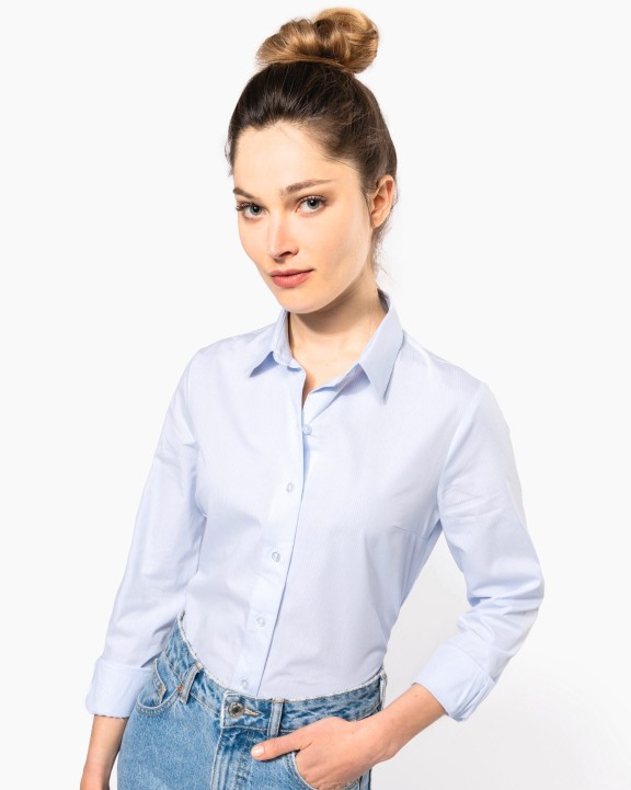 Hemd KARIBAN Damesblouse in popeline met lange mouwen voor bedrukking &amp; borduring