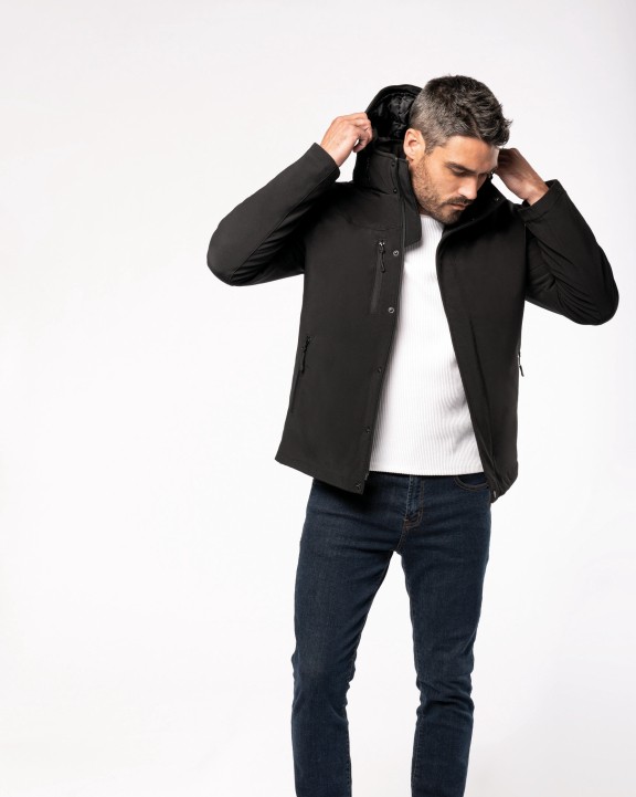 KARIBAN Herrenparka Softshell wattiert mit Kapuze Softshell personalisierbar