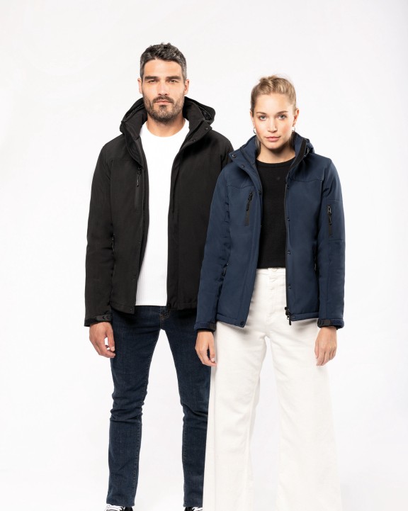 KARIBAN Herrenparka Softshell wattiert mit Kapuze Softshell personalisierbar