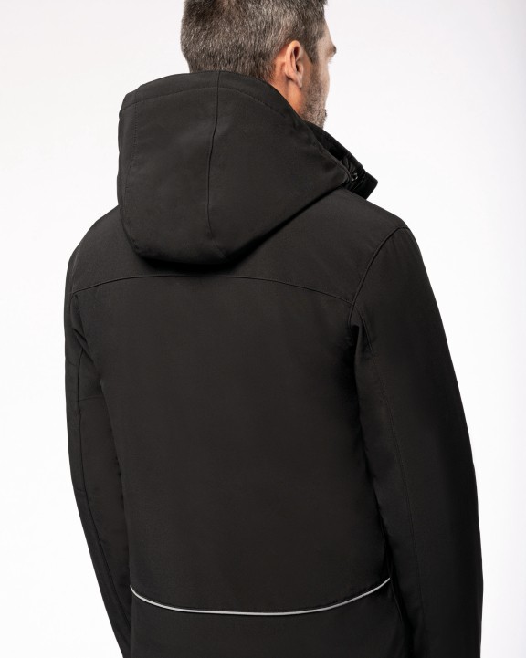 KARIBAN Herrenparka Softshell wattiert mit Kapuze Softshell personalisierbar