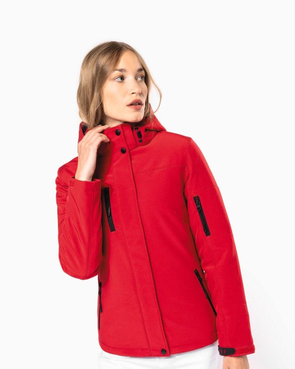 KARIBAN Damenparka Softshell wattiert mit Kapuze Softshell personalisierbar