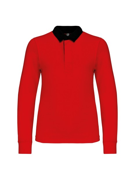 KARIBAN Polo rugby enfant rouge/noir personnalisable