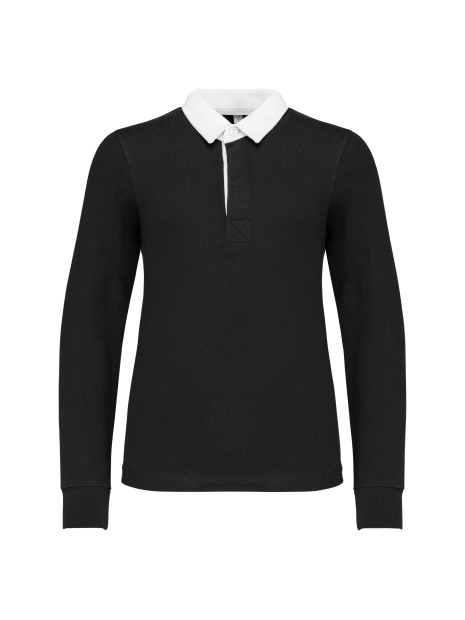 KARIBAN Polo rugby enfant noir/blanc personnalisable