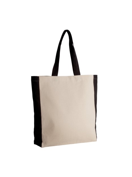 KIMOOD Sac cabas bicolore naturel/noir personnalisable
