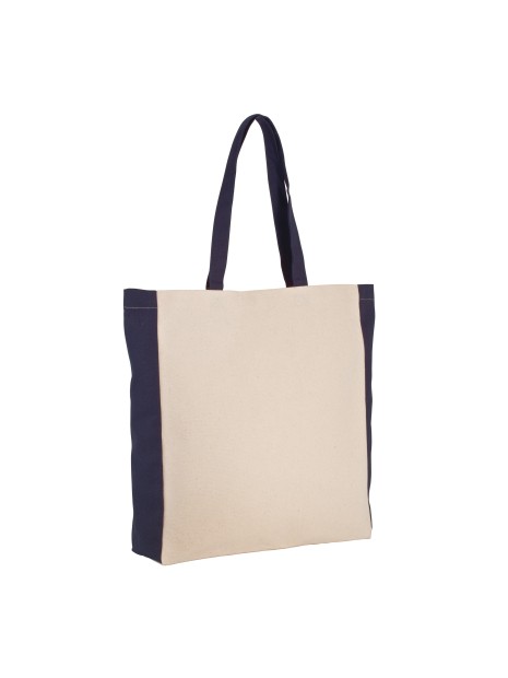 KIMOOD Sac cabas bicolore naturel/bleu marine personnalisable