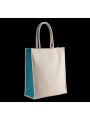 KIMOOD Sac cabas en coton / jute - 23 L NATURAL/TURQUOISE personnalisable