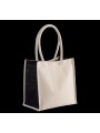 KIMOOD Sac cabas en coton / jute - 17 L naturel/noir personnalisable