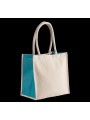 KIMOOD Sac cabas en coton / jute - 17 L NATURAL/TURQUOISE personnalisable