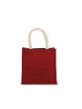 KIMOOD Sac style cabas en toile de jute - petit modèle cherry red / gold personnalisable