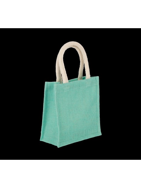 KIMOOD Sac style cabas en toile de jute - petit modèle ice mint personnalisable