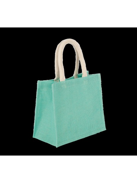 KIMOOD Sac style cabas en toile de jute - modèle moyen ice mint personnalisable