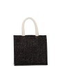 KIMOOD Sac style cabas en toile de jute - modèle moyen black / silver personnalisable