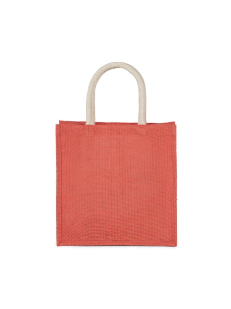 KIMOOD Sac style cabas en toile de jute - grand modèle true coral personnalisable