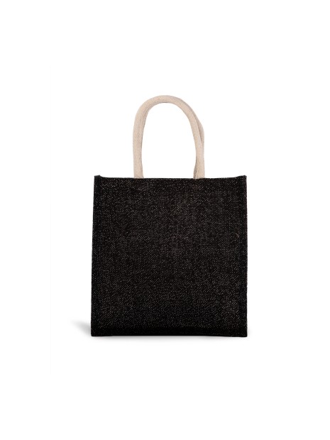 KIMOOD Sac style cabas en toile de jute - grand modèle black / silver personnalisable