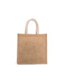 KIMOOD Sac style cabas en toile de jute - grand modèle natural / gold personnalisable