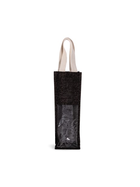 KIMOOD Sac porte-bouteille en jute black / silver personnalisable